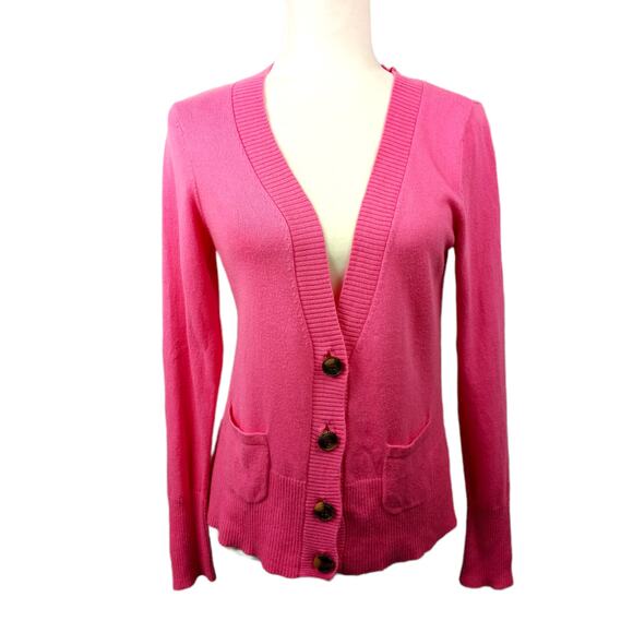 JCP~Bubble Gum Pink Cashmere Blend Cardigan Sweater   BarbieCore PinkCore Twee - Picture 1 of 5